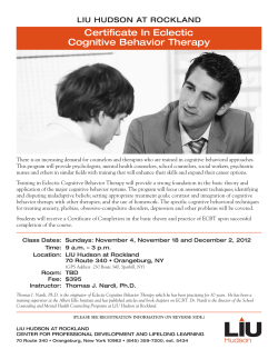 Certificate In Eclectic Cognitive Behavior Therapy