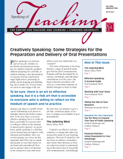 Creatively Speaking: Some Strategies for the Preparation