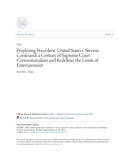 Perplexing Precedent: United States v. Stevens