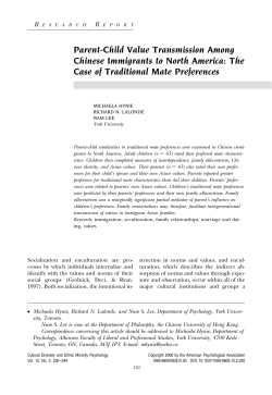 Parent-Child Value Transmission Among Chinese Immigrants to