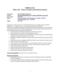 SPRING 2010 GEOL 102 &ndash; Plate Tectonics and Earth Evolution