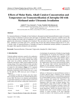Effects of Molar Ratio, Alkali Catalyst Concentration and