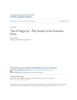 "Fits of Vulgar Joy": Play Anxiety in the Romantic Poets