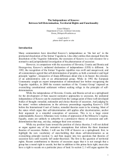 1 The Independence of Kosovo: Between Self