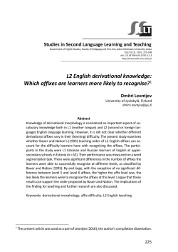 L2 English derivational knowledge: Which affixes are learners more
