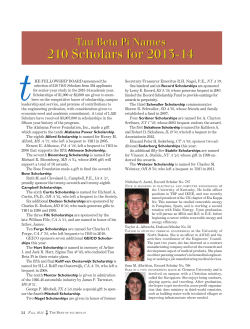 210 Scholars for 2013-14 210 Scholars for 2013-14