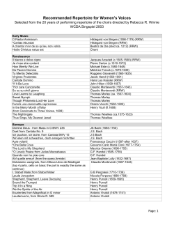 Recommended Repertoire for Women`s Voices