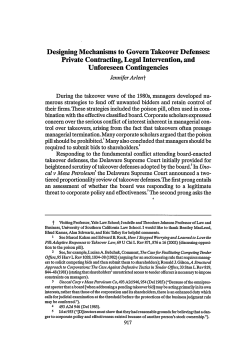 Designing Mechanisms to Govern Takeover Defenses: Private