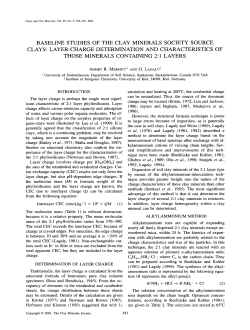 baseline studies of the clay minerals society source clays: layer