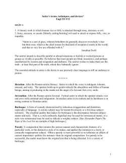 Satire`s terms, techniques, and devices* Engl 331 F12