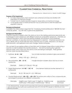 Lab 6: Classifying Chemical Reactions