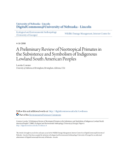 A Preliminary Review of Neotropical Primates in the Subsistence