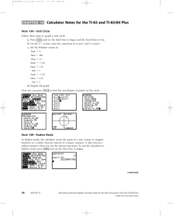 CHAPTER 10 Calculator Notes for the TI-83 and TI