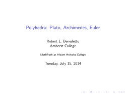 Polyhedra: Plato, Archimedes, Euler