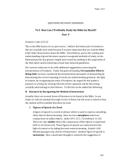 76.5 How Can I Profitably Study the Bible by Myself? Part V