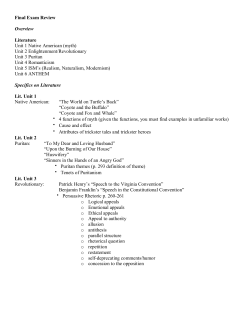 Final Exam Review Overview Literature Unit 1 Native
