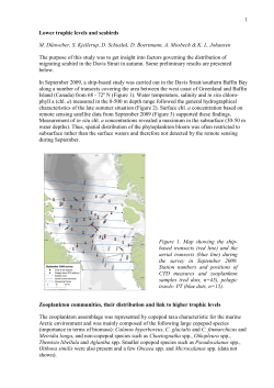 1 Lower trophic levels and seabirds M. D&uuml;nweber, S. Kjellerup, D