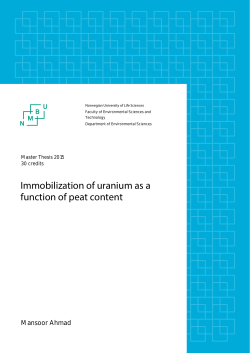 Immobilization of uranium as a function of peat