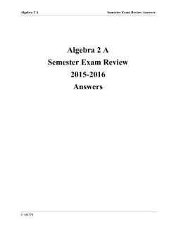 Algebra 2 A Semester Exam Review 2015