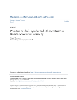 Primitive or Ideal? Gender and Ethnocentrism in Roman Accounts of