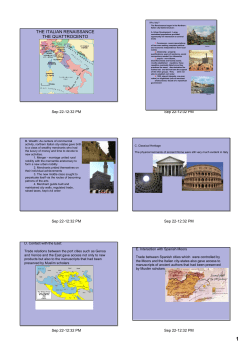 THE ITALIAN RENAISSANCE THE QUATTROCENTO