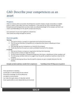 CAO: Describe your competences as an asset