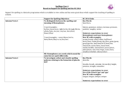 Spellings Year 4 Based on Support for Spelling and the NC 2014