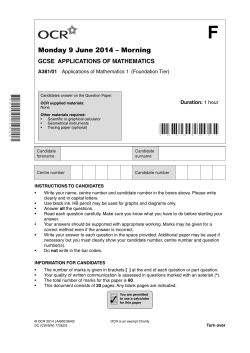 Unit A381/01 - Applications of mathematics 1