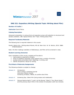 ENG 321: Expository Writing (Special Topic: Writing about Film)