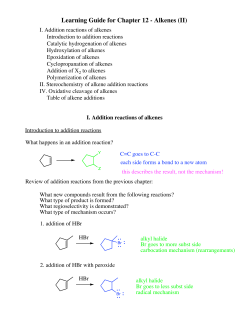 Learning Guide for Chapter 12 - Alkenes (II)