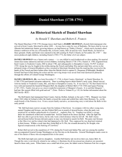 An Historical Sketch of Daniel Shawhan Daniel Shawhan (1738