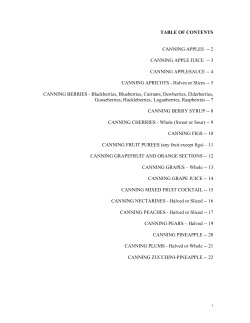TABLE OF CONTENTS CANNING APPLES -