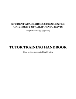 SASC Tutor Handbook - Student Academic Success Center