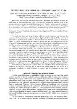 Difficulties in Using Variables &ndash; A Tertiary Transition Study