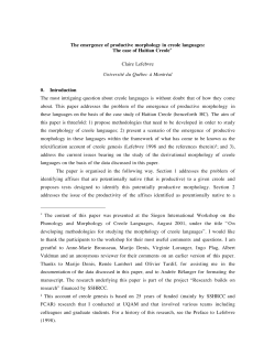 The emergence of productive morphology in - Archipel