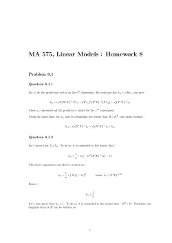 MA 575, Linear Models : Homework 8