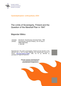 The Limits of Sovereignty. Finland and the Question of the Marshall