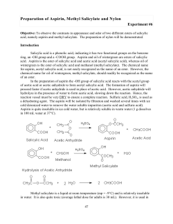 Preparation of Aspirin, Methyl Salicylate and Nylon