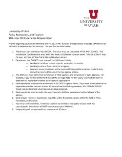 PIR Experience Requirement - University of Utah, College of Health