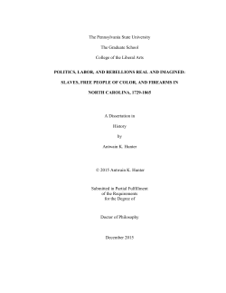 Politics, Labor, and Rebellions Real and Imagined: Slaves, Free