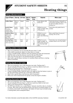 Student Safety Sheets - 92 Heating things