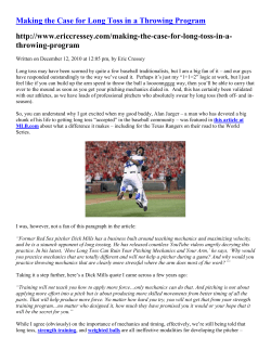Making the Case for Long Toss in a Throwing Program http://www