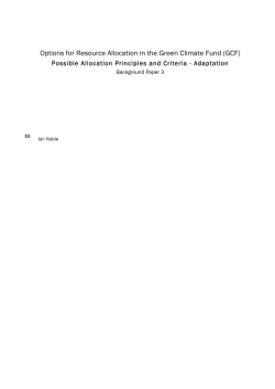 Options for Resource Allocation in the Green Climate Fund (GCF)