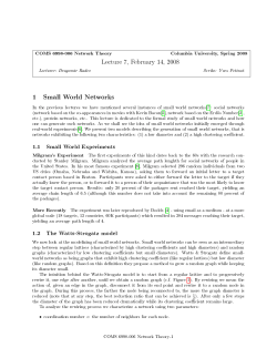 1 Small World Networks