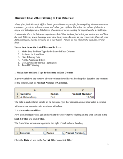 Microsoft Excel 2013: Filtering to Find Data Fast