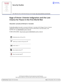 Rage of Honor: Entente Indignation and the Lost Chance for Peace