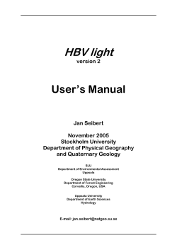HBV light - Department of Geography