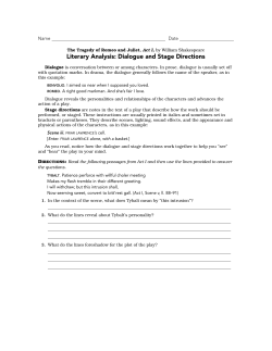 Literary Analysis: Dialogue and Stage Directions