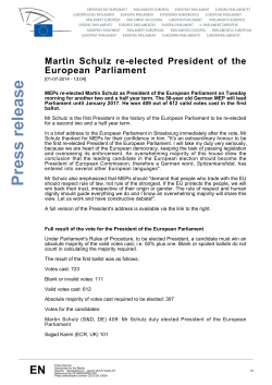 Martin Schulz re-elected President of the European Parliament