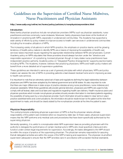 Guidelines on the Supervision of Certified Nurse Midwives